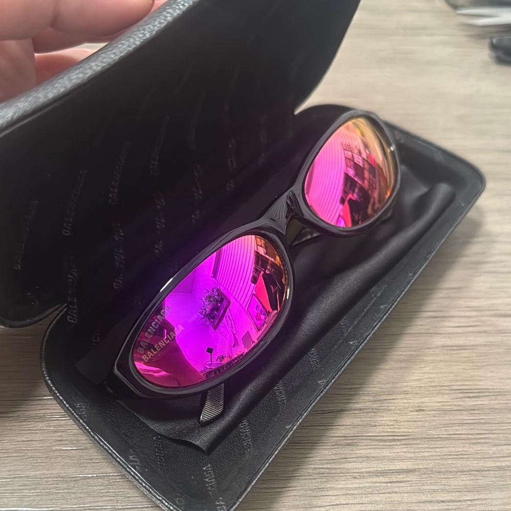 Balenciaga Black Sunglasses with Orange Lenses